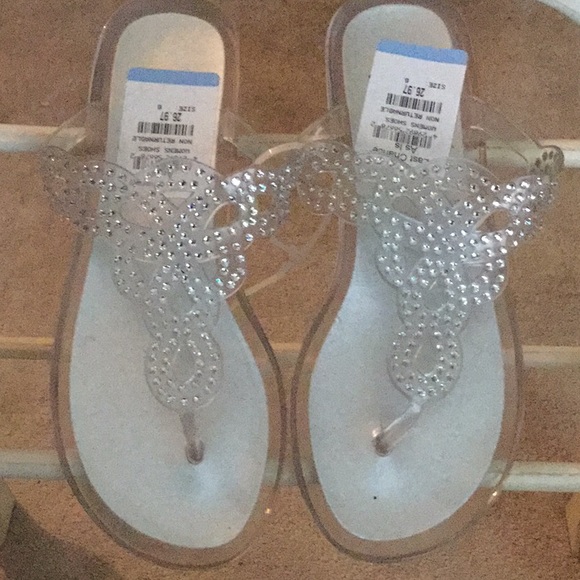 clear plastic flip flops